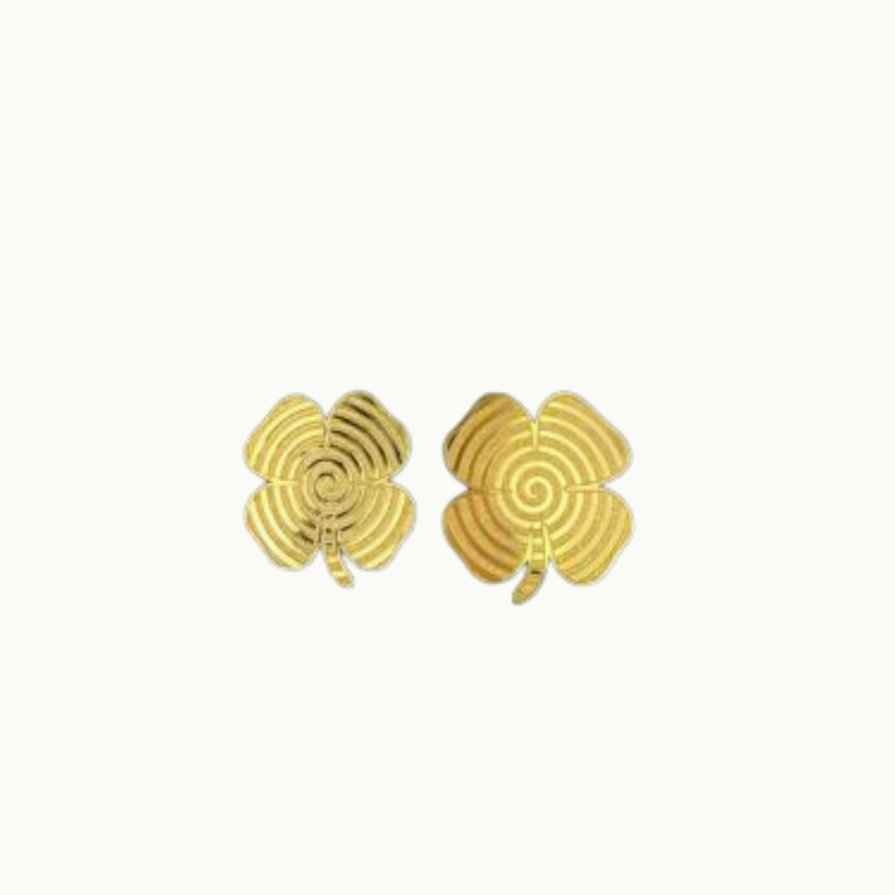 Boucles D'oreilles Trèfle Et Marguerites émaillées Blanc/jaune - Acier Inoxydable Doré, Neuf Avec étiquettes