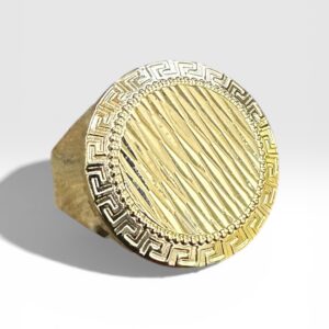 Chevalière ronde motif strié