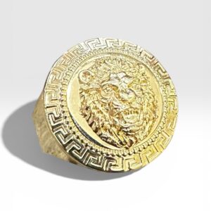 Chevalière ronde motif tête de lion