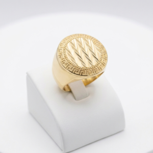Chevalière ronde motif strié