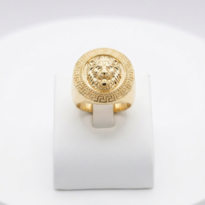 Chevalière ronde motif tête de lion