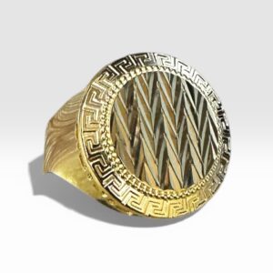 Chevalière ronde motif striée