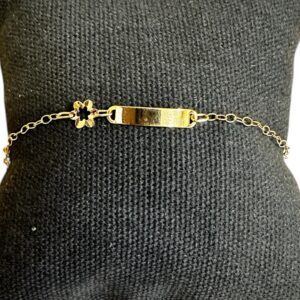 Bracelet gourmette maille forçat avec 2 fleur
