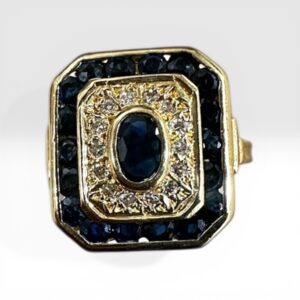 Bague saphir et zirconium