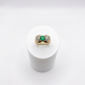 Bague or jaune, diamant et Emeraude