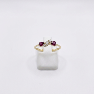 Bague or jaune, diamant et rubis