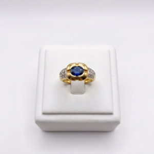 Bague saphir et diamant en or jaune