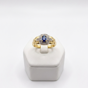 Bague saphir et diamant en or jaune