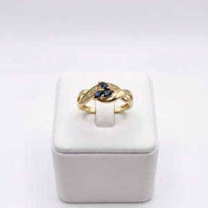 Bague saphir et diamant en or jaune