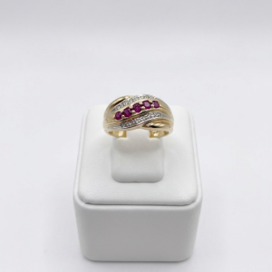 Bague rubis et diamant en or jaune