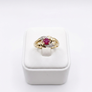 Bague rubis or jaune et blanc