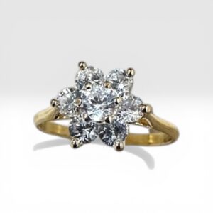 Bague motif fleur zirconium