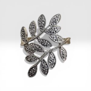 Bague motif fleur or blanc zirconium