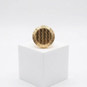 Chevalière ronde motif striée