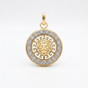 Pendentif rond tête de lion (zirconium)