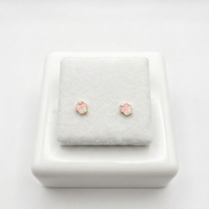 Boucle d'oreille Cupcake (rose et blanc)